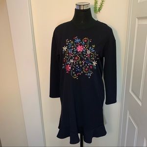 Zara Embroidered Front Daisy Floral Raffle Hem Slip Dress